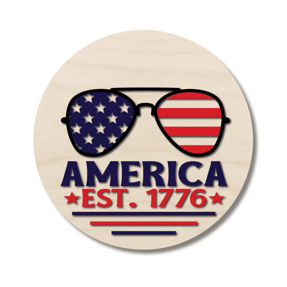 America 1776 Flag Glasses DIY Door Hanger Kit - KCH LASER