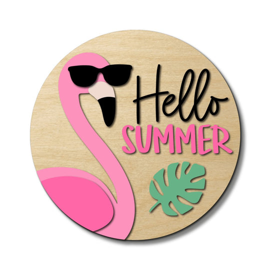 Flamingo Hello Summer DIY Door Hanger Kit - KCH LASER