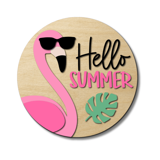 KCH LASER Door Hanger Kit Flamingo Hello Summer DIY Door Hanger Kit KCH LASER