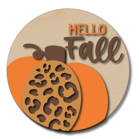 Hello Fall Pumpkin Animal Print DIY Door Hanger Kit - KCH LASER
