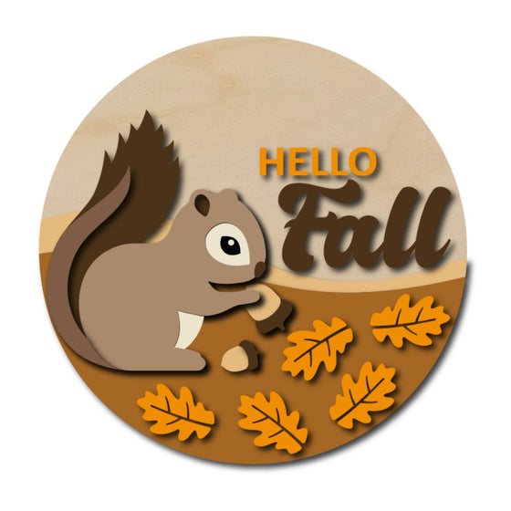 Hello Fall Squirrel DIY Door Hanger Kit - KCH LASER
