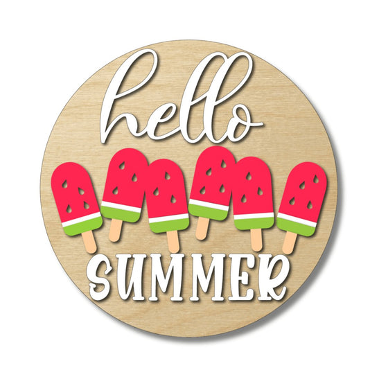 Hello Summer Watermelon Popsicle DIY Door Hanger Kit - KCH LASER