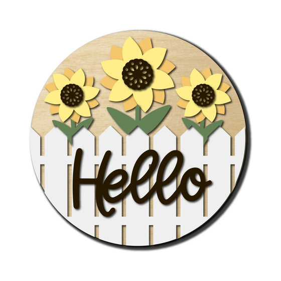 Hello Sunflower Fence DIY Door Hanger Kit - KCH LASER