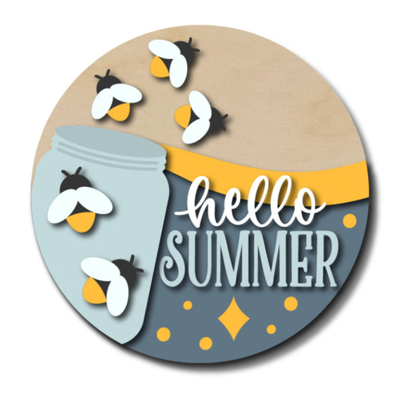 Mason Jar Fireflies Hello Summer DIY Door Hanger Kit - KCH LASER