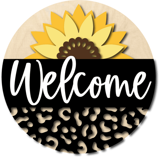 Sunflower Cheetah Welcome DIY Door Hanger Kit - KCH LASER